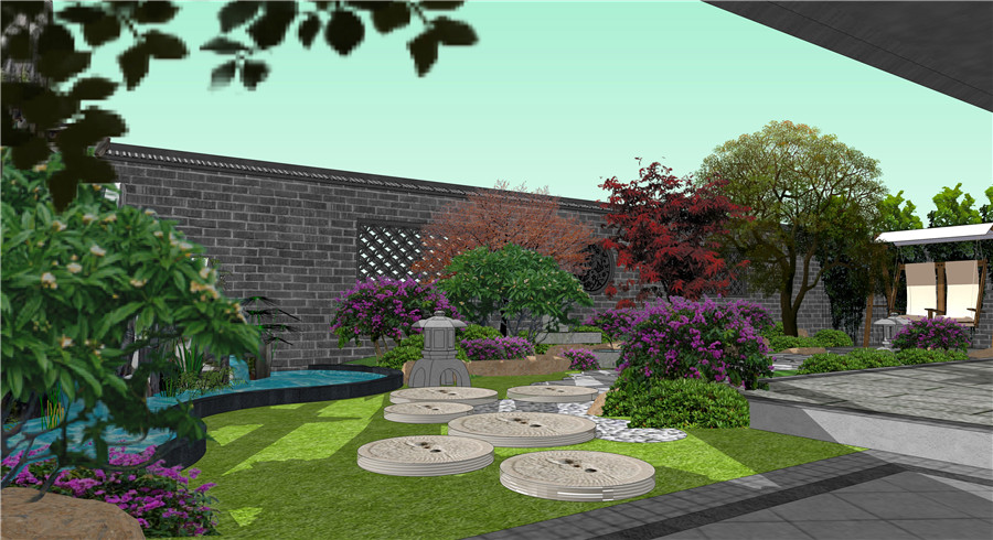 中式别墅花园景观设计 自然诗意与人文意境的完美融合